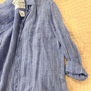 Frank & Eileen “Eileen” Light Blue striped Linen button up Shirt